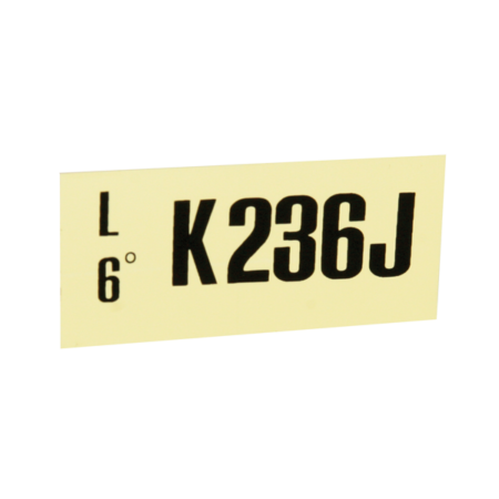 1968 Engine code Decal K236J 289-2V Auto Trans